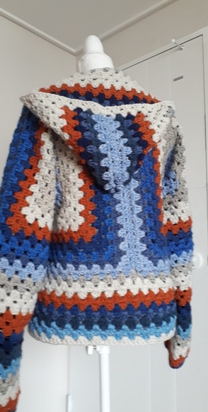 Hooded cardigan sweater, handmade, one of a kind! - Picture 3 of 4